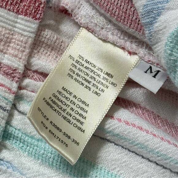 Cloth & Stone by Anthropologie Rita White Blue Pink Wide Leg High Rise Pants M - Picture 9 of 9